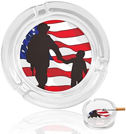 חייל אמריקאי ומאפרות זכוכית לילדים לסיגריות וסיגרים מחזיק מארז מגש אפר עגול למתנה לקישוט שולחן עבודה שולחן
