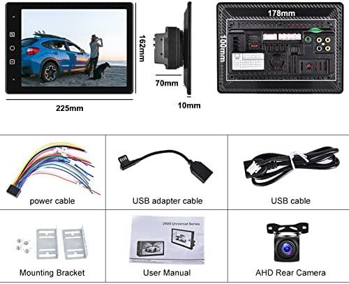 UnitOpsci 9.5 אינץ 'מסך מגע אנכי כפול DIN Apple CarPlay אנדרואיד רכב אוטומטי סטריאו רדיו Bluetooth רדיו עם מצלמת גיבוי