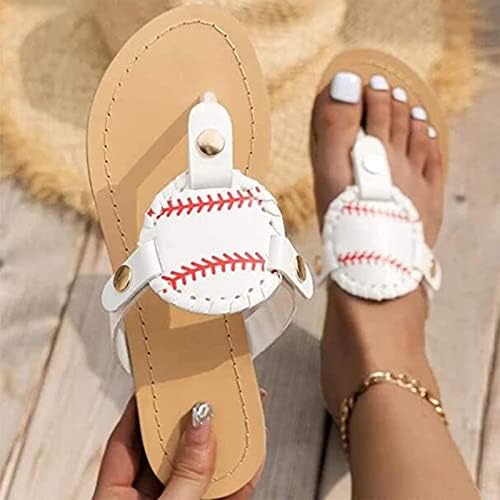 כפכפים לנשים, סנדלי בייסבול בייסבול של קיץ נשים נעלי בית שטוחות נוחות נעליים נוחות נעלי חוף מזדמנים