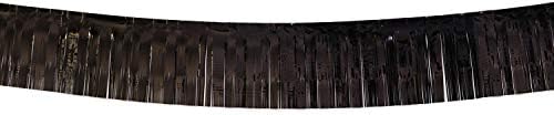 מצעד שחור בלוקי צף נייר נייר חצאית שוליים, 10 רגל על ​​15 אינץ ', וילונות טינסל מתכתיים ציוד למסיבות זר לצופים,