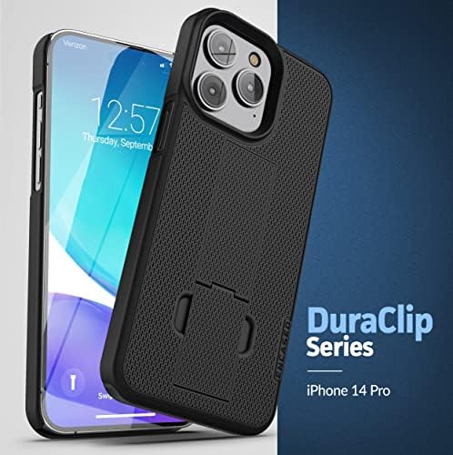 נרתיק Duraclip עטוף המיועד לאייפון 14 Pro Case עם קליפ חגורה ו- Kickstand