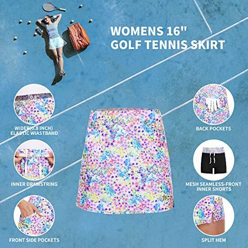 M Moteepi 16 חצאית גולף לנשים חצאית טניס עם 4 כיסים מותניים גבוהים חצאיות ספורטס.