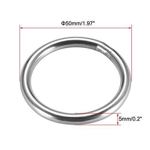 uxcell 201 נירוסטה טבעת O 50 ממ קוטר חיצוני 5 ממ עובי רצועות טבעות עגולות מרותכות 10 יחידות