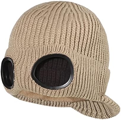 גברים נשים של כפת כובעי חורף צמר מרופד חם שמנמן סקי כובעי עם משקפי שמש קר מזג אוויר לסרוג באזיקים כפה כובעים