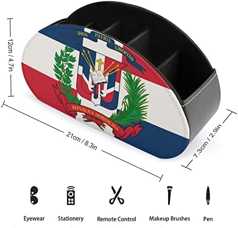 הרפובליקה הדומיניקנית דגל טלוויזיה שלט רחוק מחזיק עם 5 תאים עור מפוצל ארגונית שולחן נושא כלים תיבת אחסון