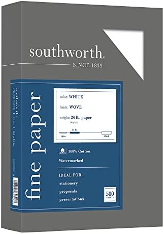 סאות 'וורת' נייר עסקי כותנה, 8 1/2 על 11, 24 ליברות, ממוחזר, לבן, קופסה של 500