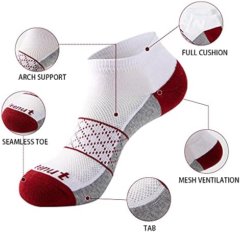 גרבי קרסול של Weut Womens - 6 זוגות המריצים גרביים סוליות מרופדות אתלטיות, גרבי ספורט שאינם החלקה.