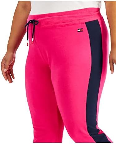 Tommy Hilfiger Sport נשים פלוס מכנסי רץ של פס צבעים בצבע ורוד 2x
