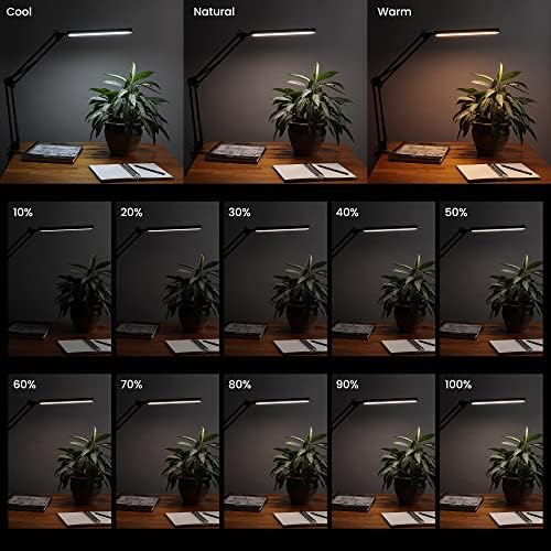 מנורת שולחן זרוע נדנדה של Acurit LED - מנורת שולחן עמידה גמישה למשרדים, שולחנות עבודה, סביבת עבודה, אמנים, וולוגרים