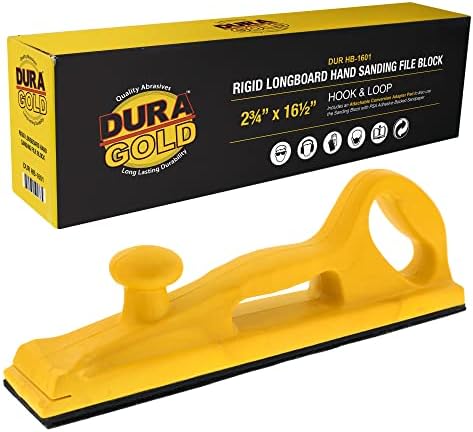 סדרת Dura-Gold Pro נוקשה בלוק קובץ מלטש יד לונגבורד עם גיבוי של וו וולאה ומשטח מתאם PSA & 100 גליל נייר זכוכית