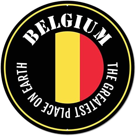 שלט מתכת עגול פלאק בלגיה דגל קאנטרי המקום הגדול ביותר על כדור הארץ חדר ביתי שלט ביתי שלט זר וינטג