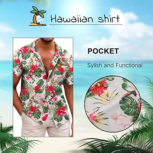 גברים חולצות הוואי מזדמנים של שרוולים קצרים שרוול קצר כפתור פרחוני מטה חולצה חוף הטרופי חוף אלוהא חולצות