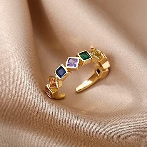3 חנות ססגוניות קריסטל טבעת חתונה טבעת מתכוונן קשת אבן לב טבעות לנשים תכשיטי חג האהבה-55463