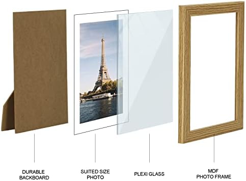מסגרות תמונה 5x7 סט של 10, מסגרת תמונה מעץ מוגדרת עם קופסת תצוגה, מסגרת צילום עץ בסגנון כפרי מתאימה לתצוגה שולחנית