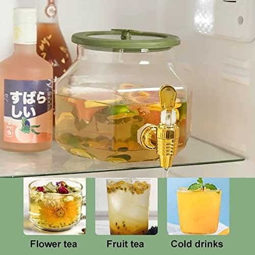 Koaius קומקום קר עם ברז, קנק מים מקרר 2.5 ליטר, מתקן משקאות זכוכית ביתית, מיכל שתייה לבית, מטבח, קמפינג,