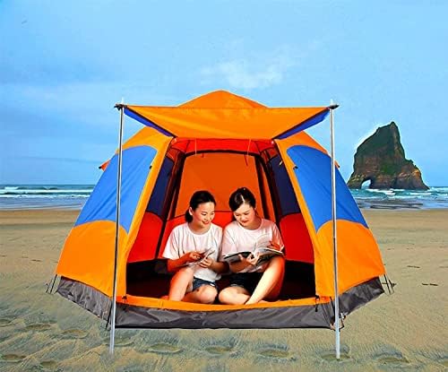 אוהל אוהל טיול קמפינג חיצוני חיצוני 3-4 אנשים מאוהל קופץ, אוהל חוף משושה כפול, אוהל אוטומטי, אוהל קמפינג הגנה על שמש, אוהל