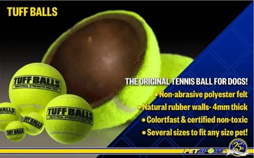 Petsport 2 חבילה של מיני חבל כותנה כותנה 3-קשר צעצועים עם כדורי טניס טאוף בגודל 1.8 אינץ ', 12 אינץ', לכלבים קטנים