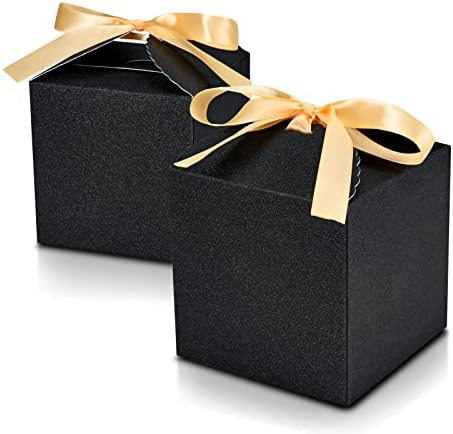 Shansvye קופסאות מתנה קטנות, קופסת סוכריות מתנה סגולה הולוגרפית עם סרט סרט, 4x4x4 אינץ