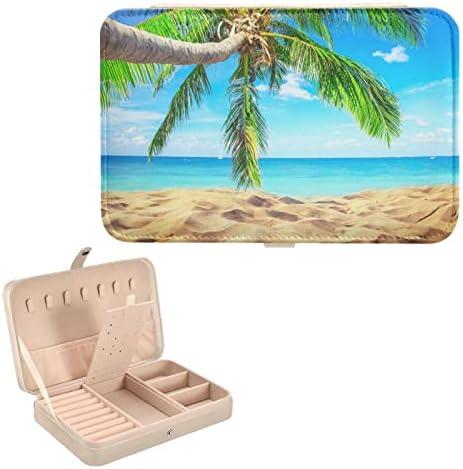 Innewgogo Beach Coconut עץ דקלים קופסת תכשיטים קטנים מארגן תכשיטי עור PU