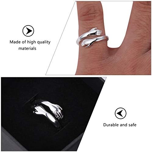 טבעת חיבוק ידיים של Vorcool 2 PCS, טבעת תכשיטים אצבעות טבעת טבעת אצבעות לנשים זוג