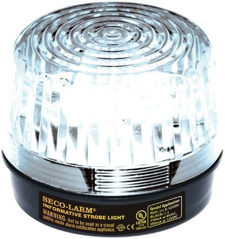 Seco-Larm SL-1301-SAQ/C אור עדשה נקה אור, 10 רצועות LED אנכיות מגדילות את הנראות מכיוונים שונים, סירנה מובנית