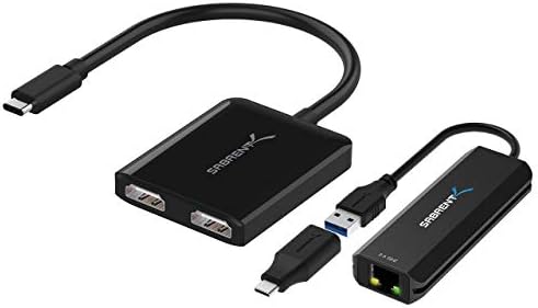 SABRENT USB TYPE-C מתאם HDMI כפול + USB Type-A או Type-C עד 2.5 מתאם אתרנט של Gigabit