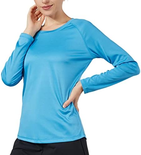 חולצות שמש של נשים הגנה על UV שרוול ארוך UPF 50+ שמש מהירה מהירה יבש צווארון צוואר צוואר