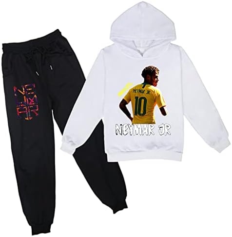 Jingo936 בנות קטנות בנות אימונית גרפית Neymar JR סווטשירט סווטשירט עם תלבושת כוסות+מכנסי ריצה לילדים