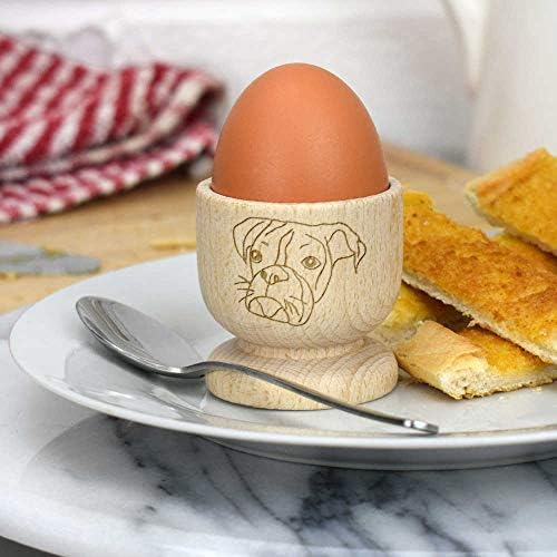 אזידה 'פנים כלב בוקסר' כוס ביצה מעץ