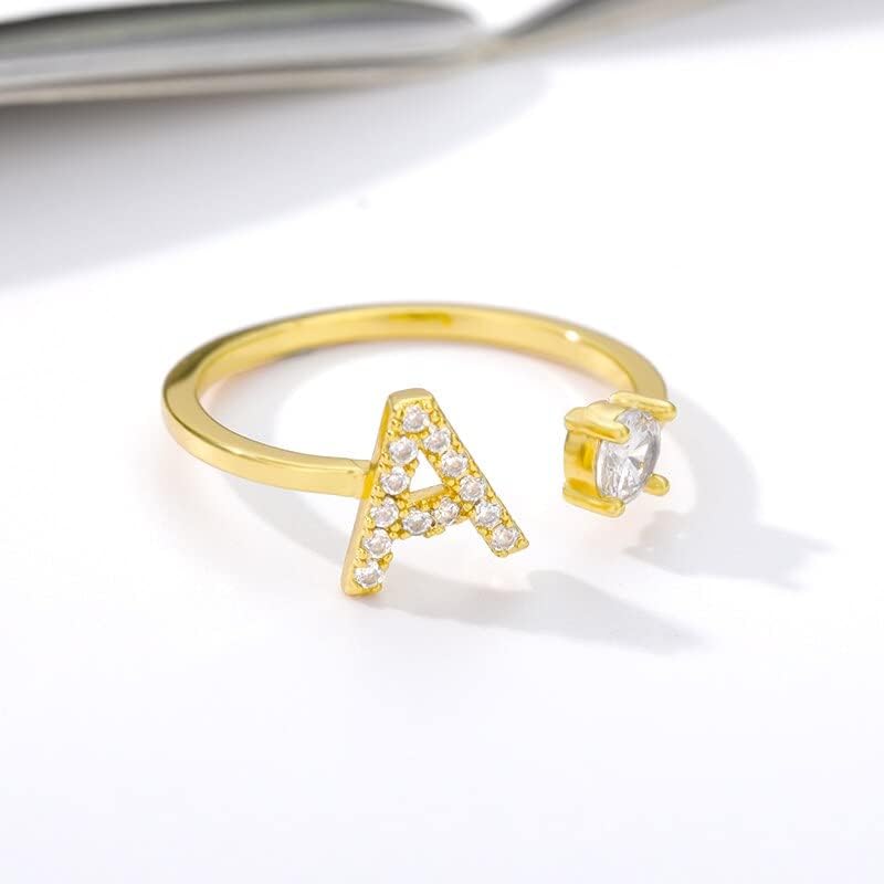 פלקסיה טבעות ראשוניות לנשים א-ת 26 מכתב טבעת מתכוונן זהב פתיחת טבעת האלפבית נשי תכשיטי עבור גריל-נ-61743