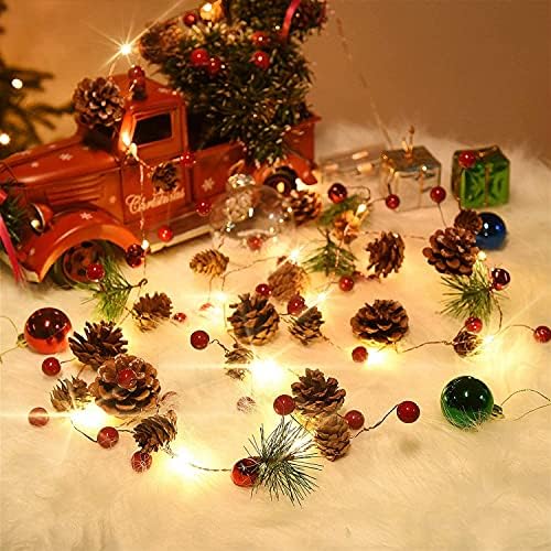 זר חג המולד עם אורות אורות חג המולד פינקונה אורות מופעלים סוללה, 7ft 20 שופעים זרם מואר מואר לפני כן, אורות