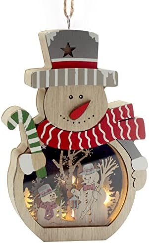 LED זוהר סנטה קלאוס קישוטים מעץ, איש שלג עץ חג המולד קישוטים תלויים, קישוטים לשולחן חלונות מלון, מתנות מלאכה
