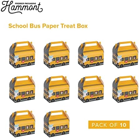 מסיבת אוטובוס בית ספר מעדיפה קופסאות - 10 חבילות - הרכבה קלה עם התייחסות לתיבות גמלון, קופסת עוגיות למתן מתנה, קישוטים