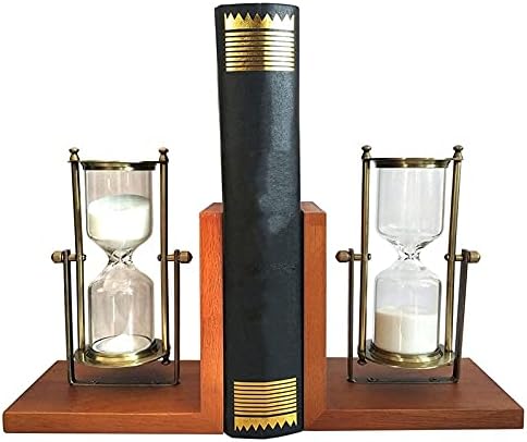 רטרו שעון חול ספר עומד קישוט שולחן מחקר שעון חול מדף ספרים אטמוספרי אופנה עץ סוף ספר