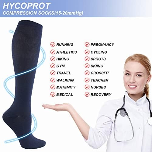 גרבי דחיסה של Hycoprot לנשים וגברים מחזור 15-20 ממ כספית לאתלטיקה ריצה אחיות נסיעה בהריון