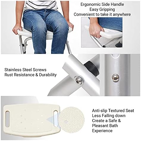 מתקפל מקלחת ספסל אמבטיה מושבי אמבטיה כיסא שרפרף עם החלקה רגליים מתכוונן גובה ניקוז חורים