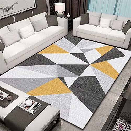 לנשימה אפור צהוב משולש גיאומטרי דפוס מודפס רך מלבן עושה רחיץ שטיחים לסלון 50 על 80 סמ