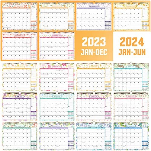 2023-2024 לוח השנה של קיר - לוח שנה 18 חודשים מיולי 2023 - דצמבר 2024, 11.5 x 15, חסימות גדולות, כריכה דו