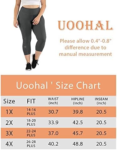 UOOOHAL נשים פלוס גודל חותלות פעילות מכנסי יוגה מותניים גבוהים עם בקרת בטני כיס ריצה אימון אתלטי רגלי