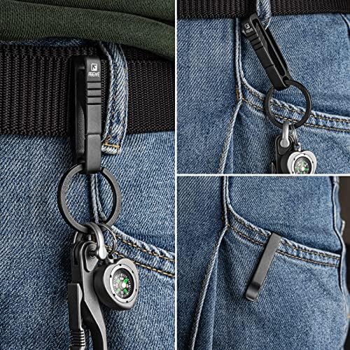 קליפ חגורת פגב עם טבעת מפתח טיטניום ניתנת להסרה ומחזיק מפתחות בצורת ד', מחזיק מפתחות חגורת חובה מחזיק מפתחות מחזיק