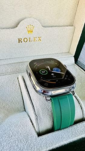 יהלום מותאם אישית מלוטש 49 ממ iwatch Ultra עם להקת Oysterflex של רולקס ירוק