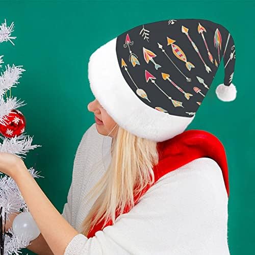 צבעוני אתני דפוס מצחיק חג המולד כובע סנטה קלאוס כובעי קצר קטיפה עם לבן חפתים עבור חג המולד חג מסיבת אספקת קישוט