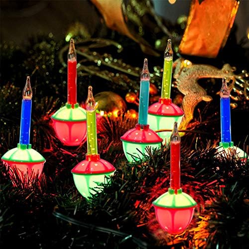 סט אורות בועות חג המולד ססגוניים, אורות מחרוזת חג המולד חיצוניים וינטג ' 11 רגל עם 8 אורות בועות ססגוניים,