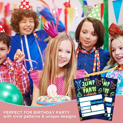 Ziiufrn קפיצה זמינות ליום הולדת טרמפולינה עם מעטפות, 20 סטים מקפיצים בית נוער במילוי מסיבת יום הולדת בהתאמה אישית הזמנות