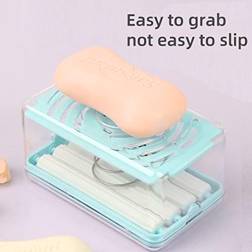 קופסת סבון בועית עם רולר וניקוז חורים, 2 ב 1 קופסת קצף אחסון לניקוי סבון, מיכל סבון נסיעות רב -פונקציונלי