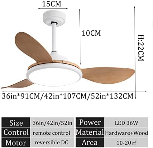 מאוורר LED 36W LED עם תאורת תקרה ושלט רחוק 6 מהירויות חדר שינה לעומק אור תקרת מאוור