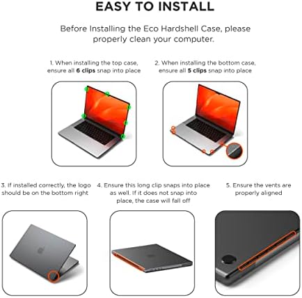מארז Satechi Eco Hardshell תואם ל- MacBook Pro 14 אינץ 'מארז 2021 A2485-קל משקל ורזה-MacBook Hub ועיצוב ידידותי למתאם--