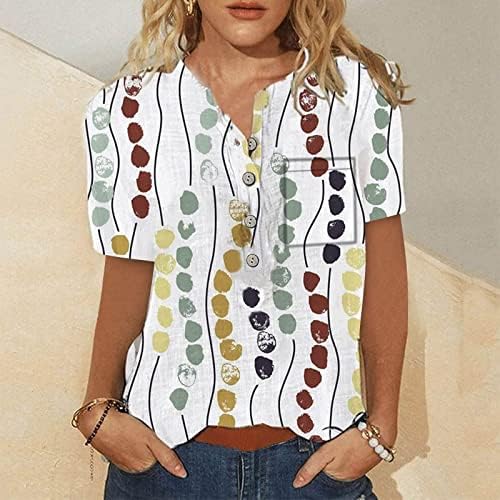 חולצות שרוול קצר לנשים, בתוספת גודל הדפס פרחוני חולצה כפתור מזדמן