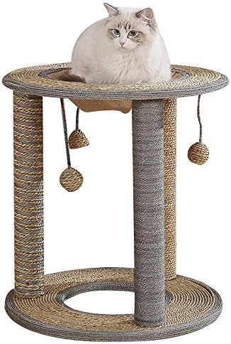 טונפופ עץ חתול דירה מסגרת טיפוס קטנה לחתול עמידה עמידה בעץ חתול 2 מפלס חתול סיסל עם 3 עמודים G (חום על