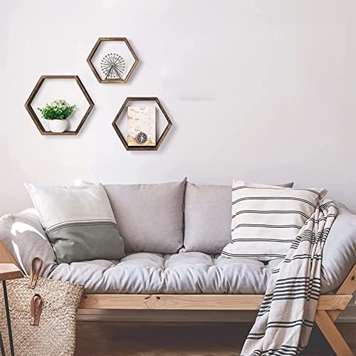 מדפים צפים של Tuman Pro Hexagon, מדפי קיר של בית חווה רכוב על קיר.